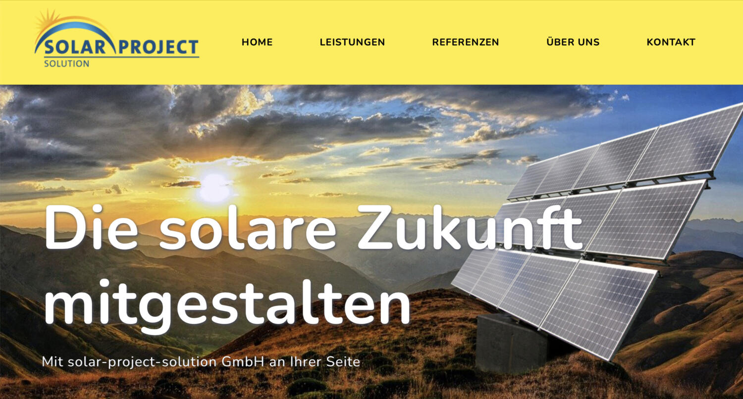 Solar Projekt Webseite