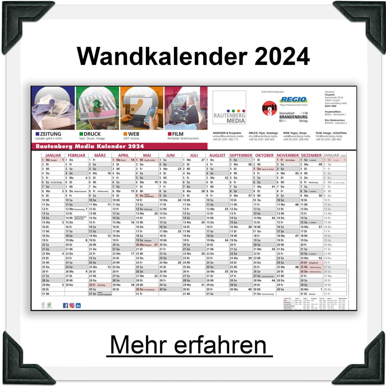 Rautenberg Media Wandkalender 2022